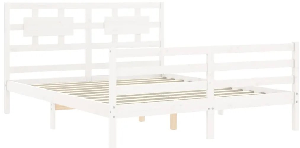Estrutura de cama com cabeceira 160x200 cm madeira maciça