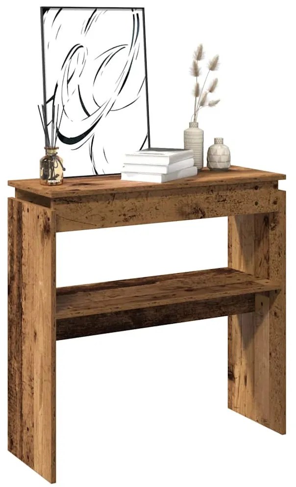 vidaXL Mesa consola 102x30x80 cm derivados de madeira madeira velha