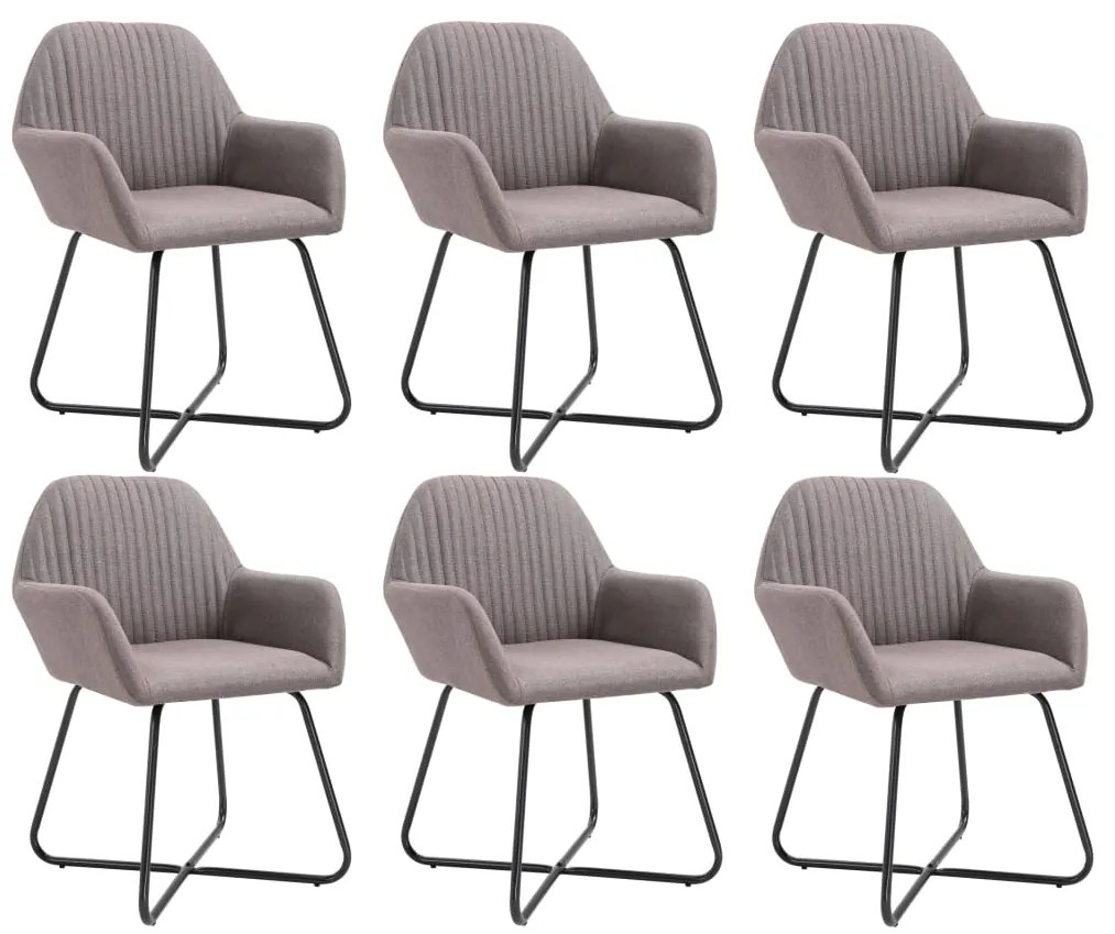 vidaXL Cadeiras de jantar 6 pcs tecido cinzento-acastanhado
