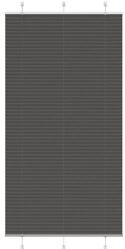 Preto Plissada Cega 105x200 cm Largura Tecido 104,4cm Poliéster