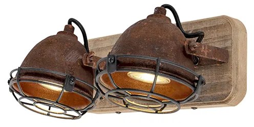 LED Foco Inteligente Castanho Ferrugem com Madeira Incl. 2 WiFi GU10 - Gina Industrial