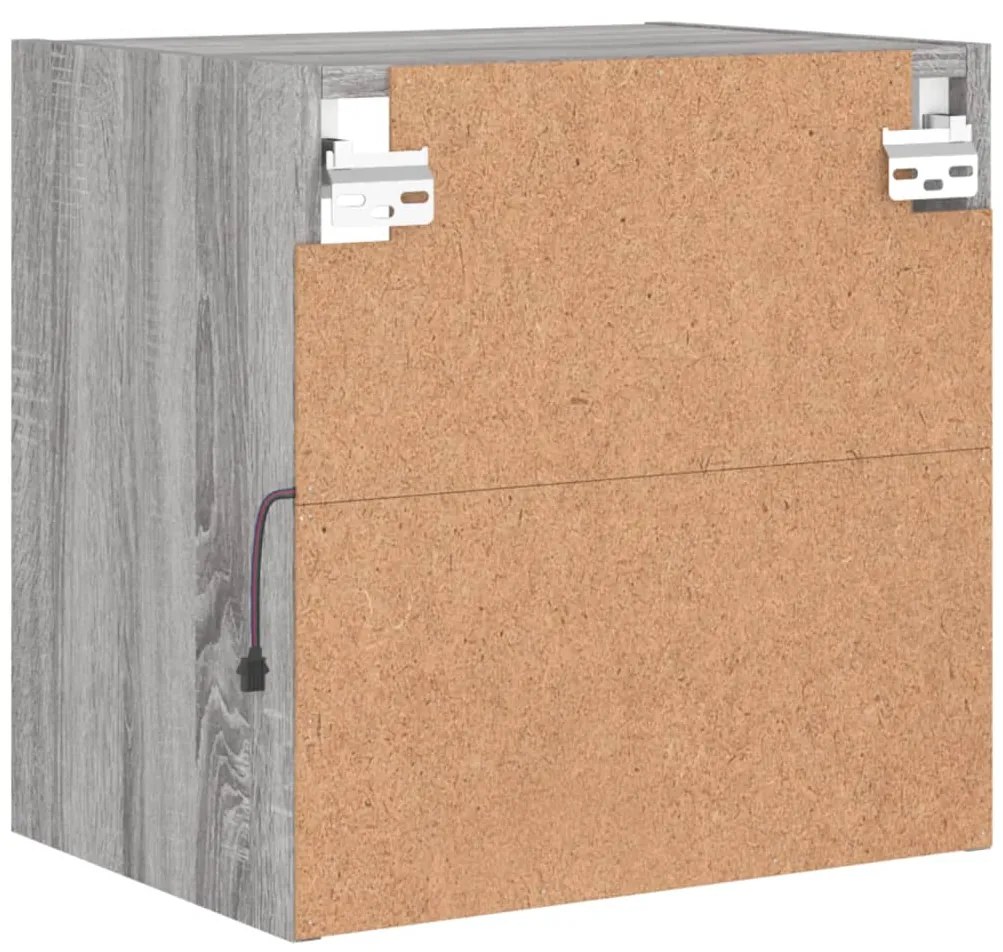 Mesa de cabeceira de parede com luzes LED cinzento sonoma