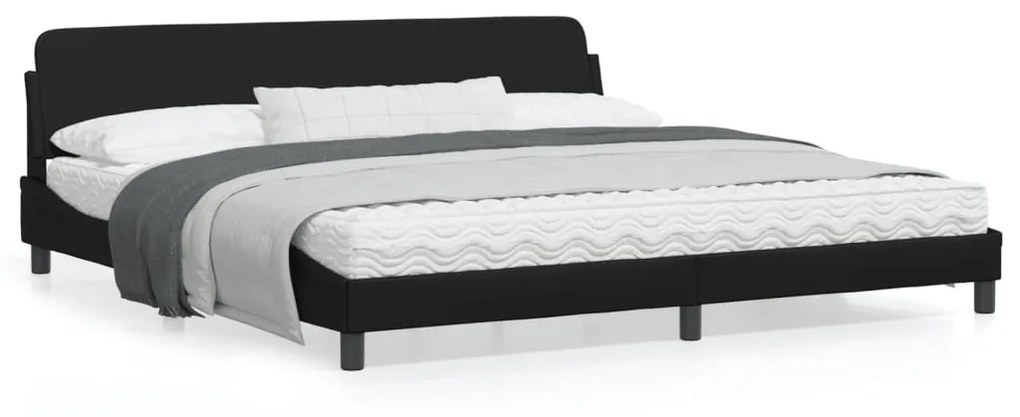vidaXL Estrutura cama c/ cabeceira 200x200 cm couro artificial preto