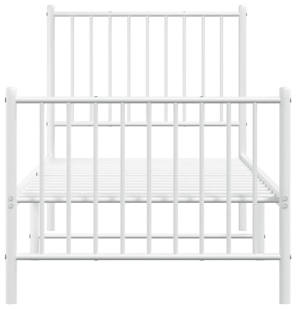 Estrutura de cama com cabeceira e pés 80x200 cm metal branco