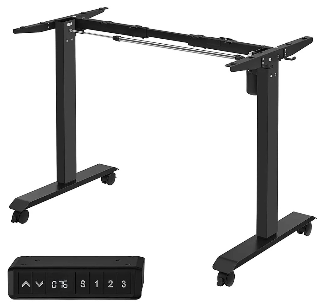 SONGMICS Mesa elétrica ajustável em altura, estrutura de mesa, suporte de mesa, sem tampo de mesa, com gancho, infinitamente ajustável, função de memória, aço, preto LSD018B01