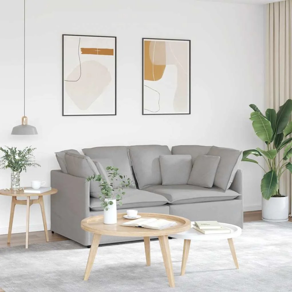 vidaXL Sofá modular com almofadas tecido cinzento nublado