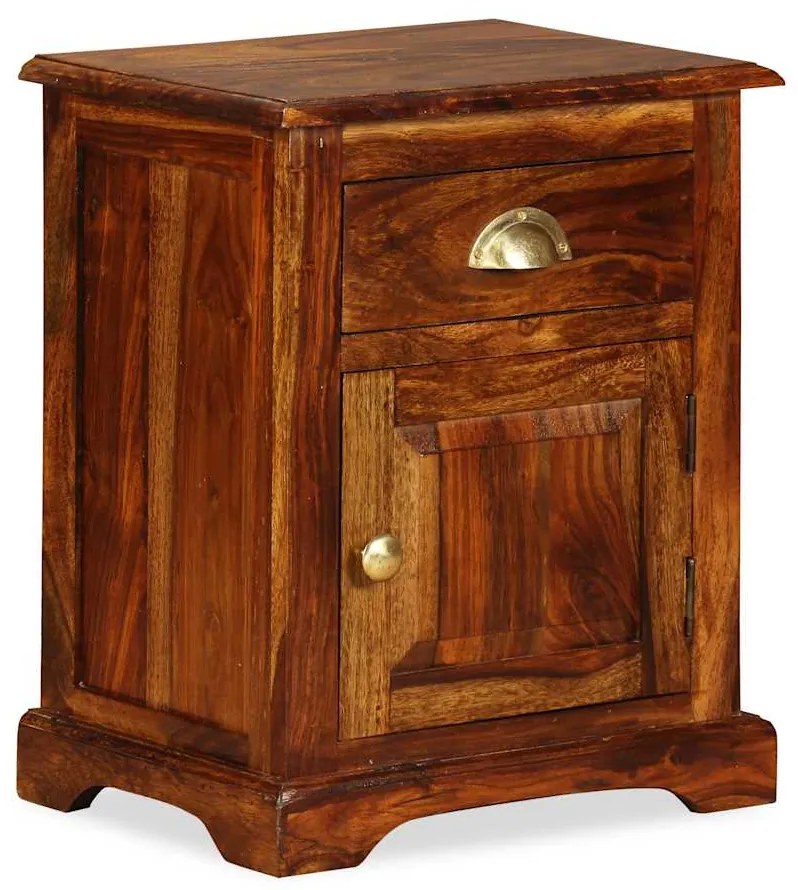 Mesa de cabeceira em madeira sólida de acácia 40x30x50 cm