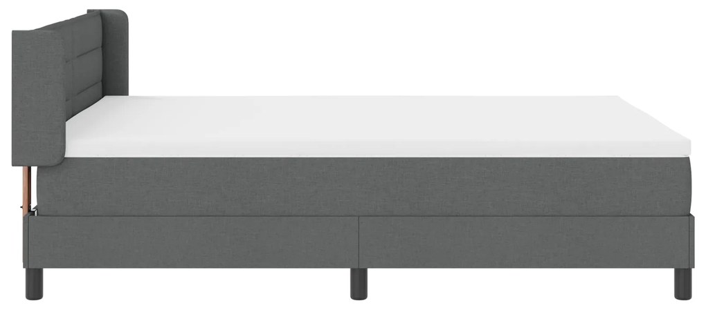 Cama Box com Colchão Cinza Escuro 140x200 cm Tecido, Cabeceira com Des
