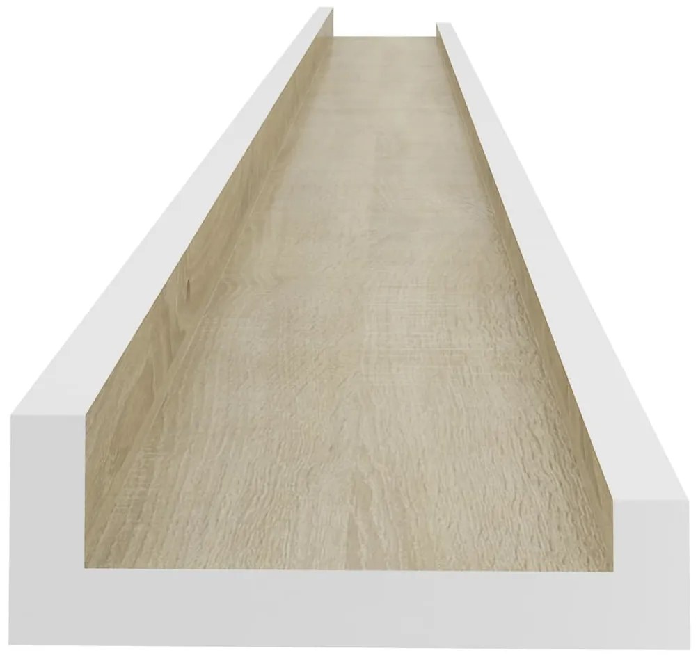 Prateleiras de parede 4 pcs 115x9x3 cm branco e carvalho sonoma