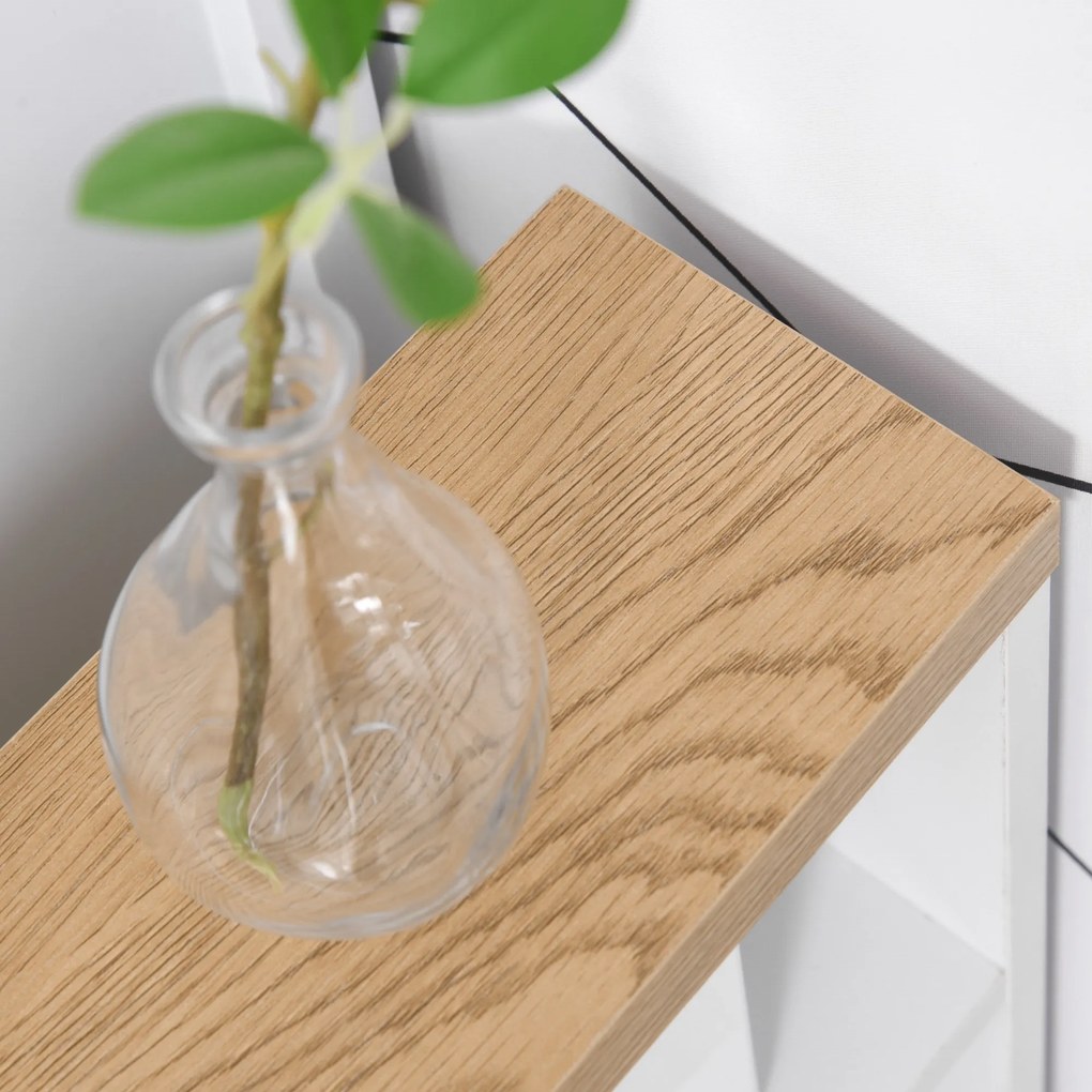 Kleankin Gabinete de banheiro auxiliar Carrinho de armazenamento de 3 prateleiras com rodas e alça lateral 50x13x67,5 cm Branco