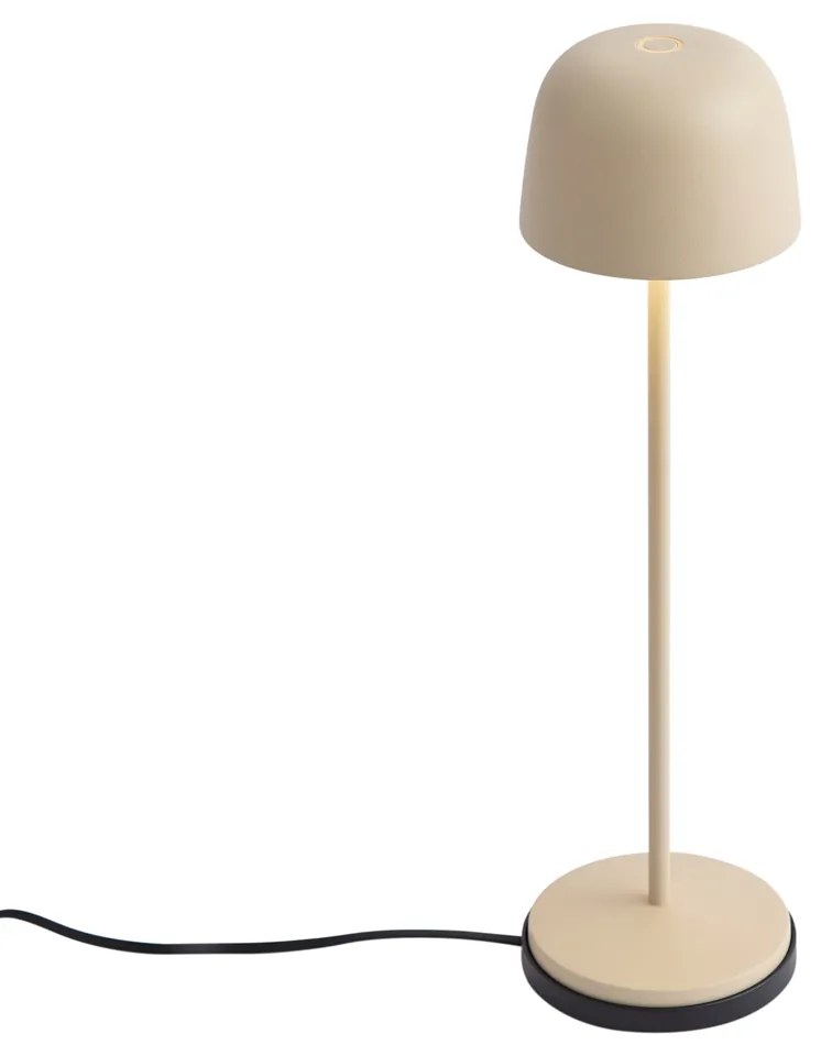 Candeeiro de mesa bege com LED recarregável com estação de carregamento IP65 - Raika Moderno