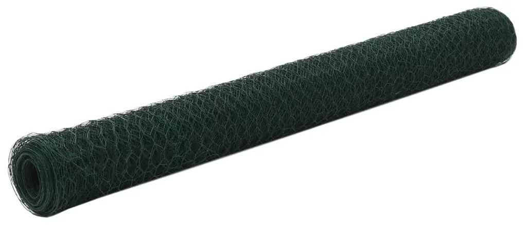 vidaXL Cerca arame galinheiro 25x1,2 m aço c/ revestimento PVC verde