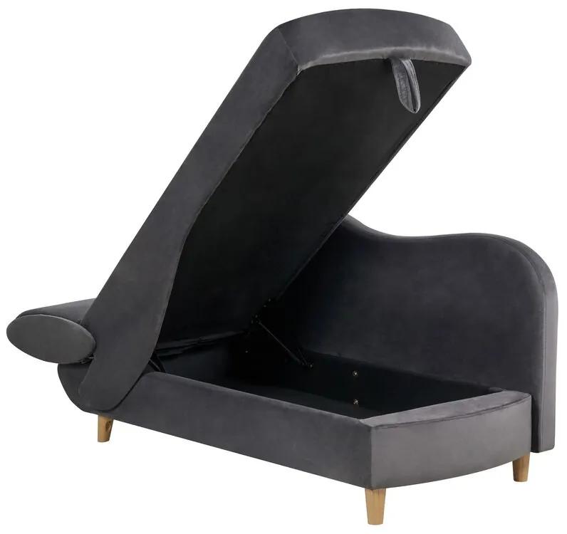 Chaise-longue à esquerda com arrumação em veludo cinzento escuro MERI II Beliani