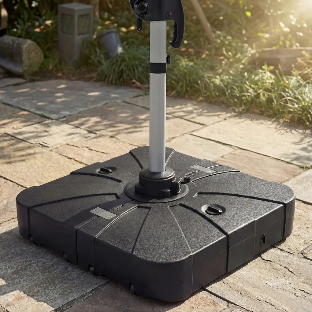 Base para guarda-sol de exterior com rodas 84 x 84 cm , de alta resistência, enchimento com água ou areia, portátil, para terraço, jardim ou piscina P