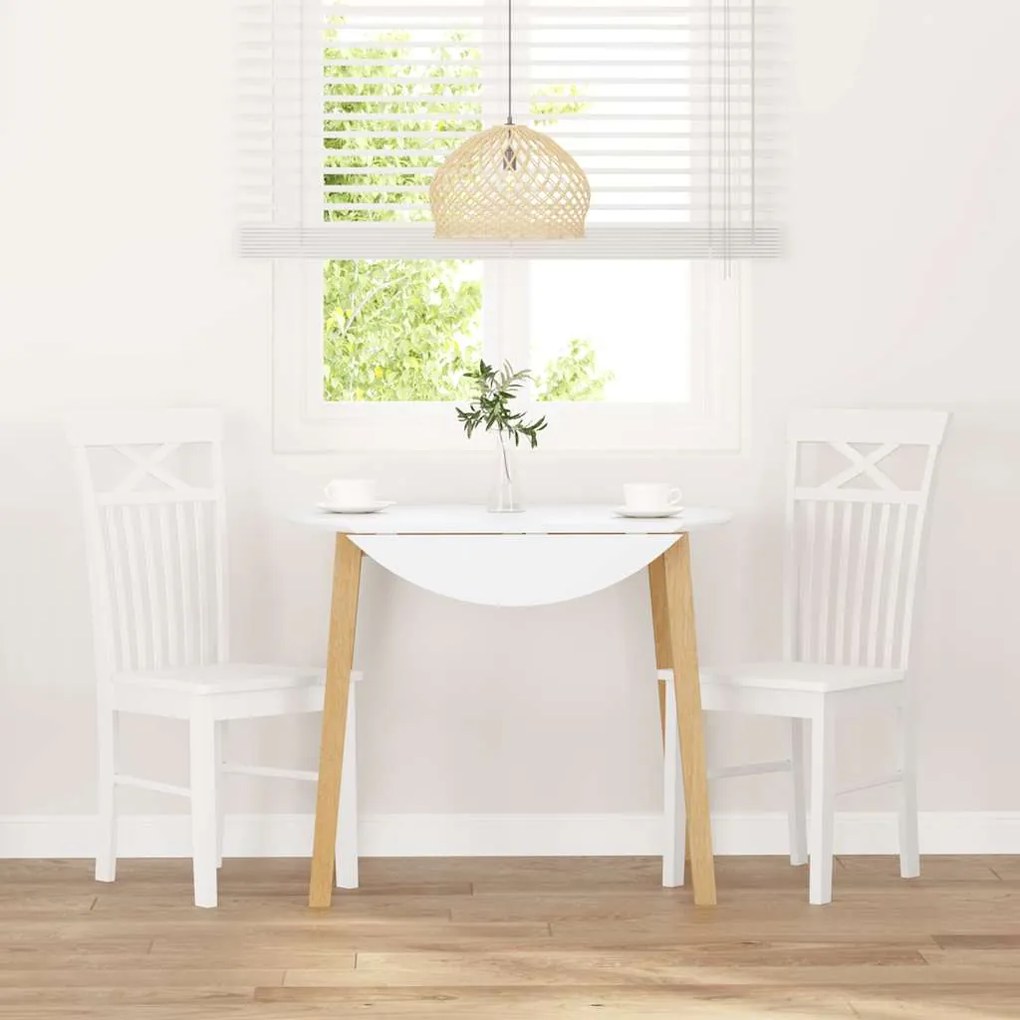 Cadeiras de jantar 2 pcs madeira de seringueira maciça branco