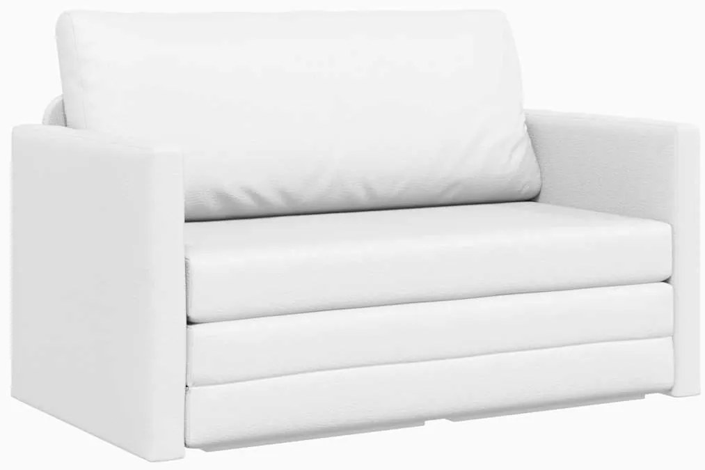 Sofá Cama de Chão 2-em-1 Branco 124x71x78 cm Couro Sintético
