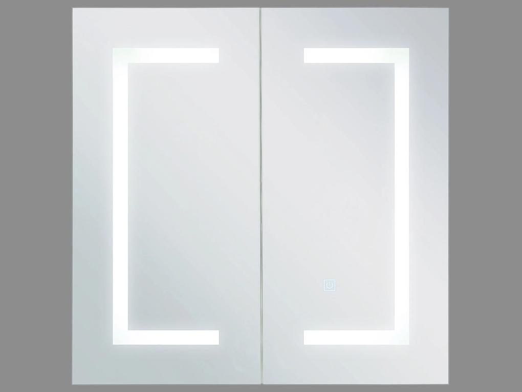 Armário de parede com espelho e iluminação LED branco 60 x 60 cm MAZARREDO Beliani