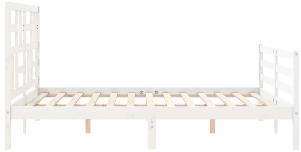 Estrutura de cama King Size com cabeceira madeira maciça branco