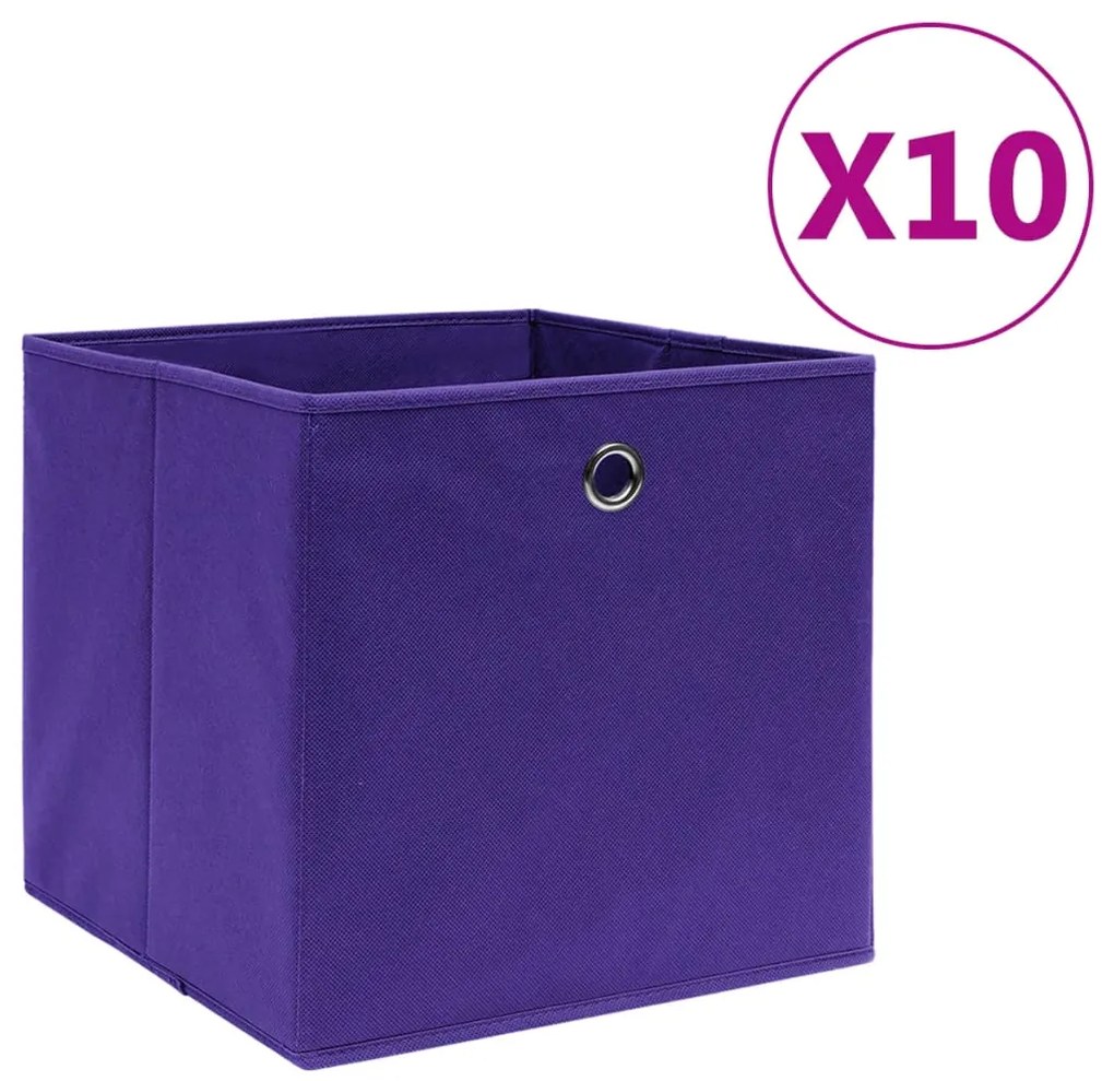 325213 vidaXL Caixas arrumação 10 pcs tecido-não-tecido 28x28x28 cm roxo
