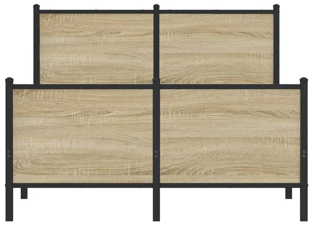 Estrutura de cama sem colchão 120x190 cm metal carvalho sonoma