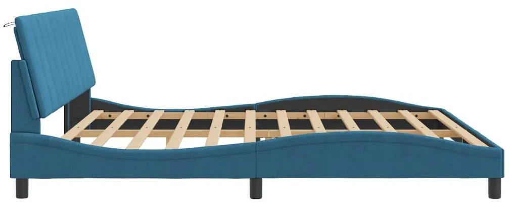 Estrutura de cama c/ cabeceira 200x200 cm veludo azul