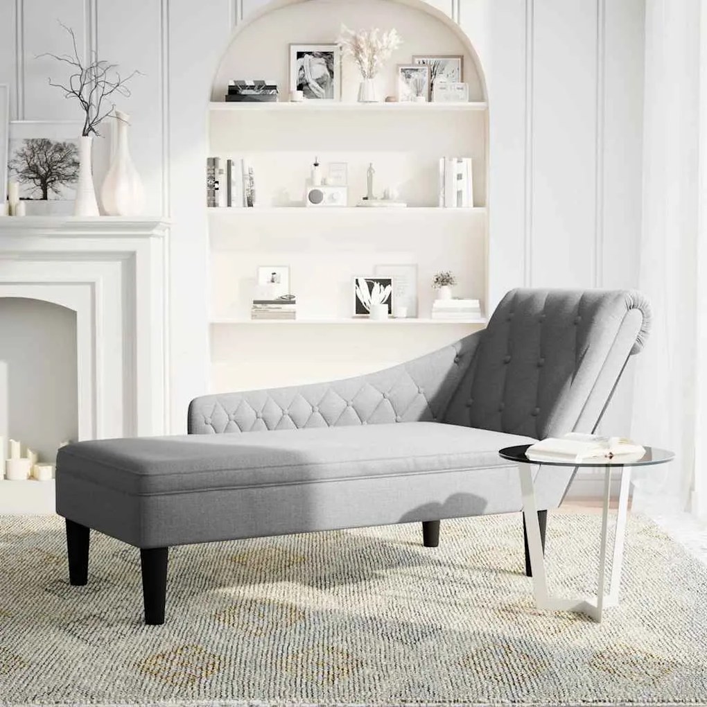 Chaise lounge c/ almofada/apoio de braços direito tecido