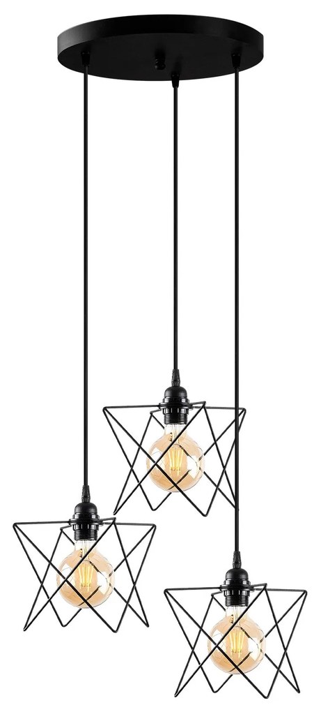 Candeeiro Chandelier Akkas – Preto – Diâmetro 54 cm, Altura Ajustável