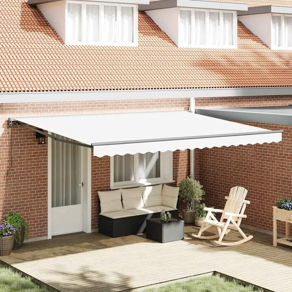 vidaXL Toldo Retrátil Branco 450x300 cm Te fabricado de Poliéster