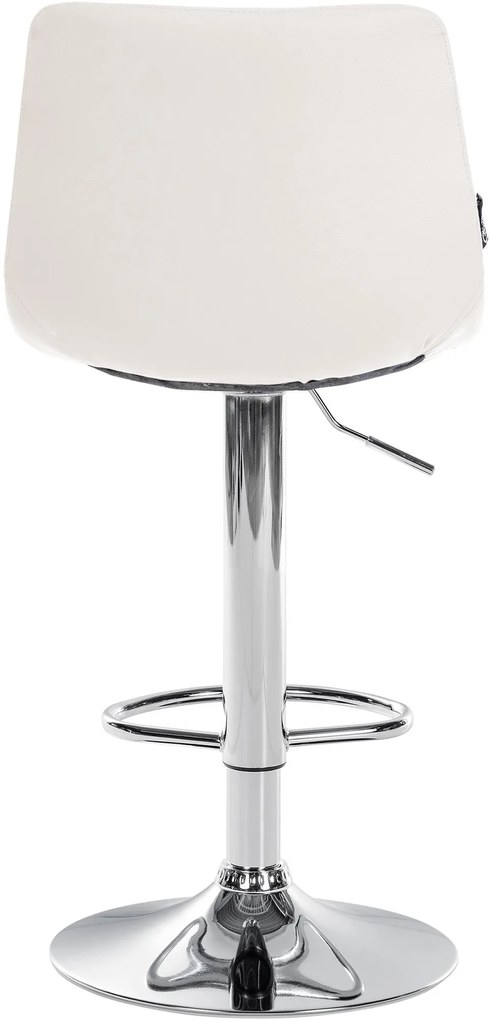 Banco de bar Jerry em couro sintético com estrutura cromada 87-108,5 x 43 x 46,5 cm Branco