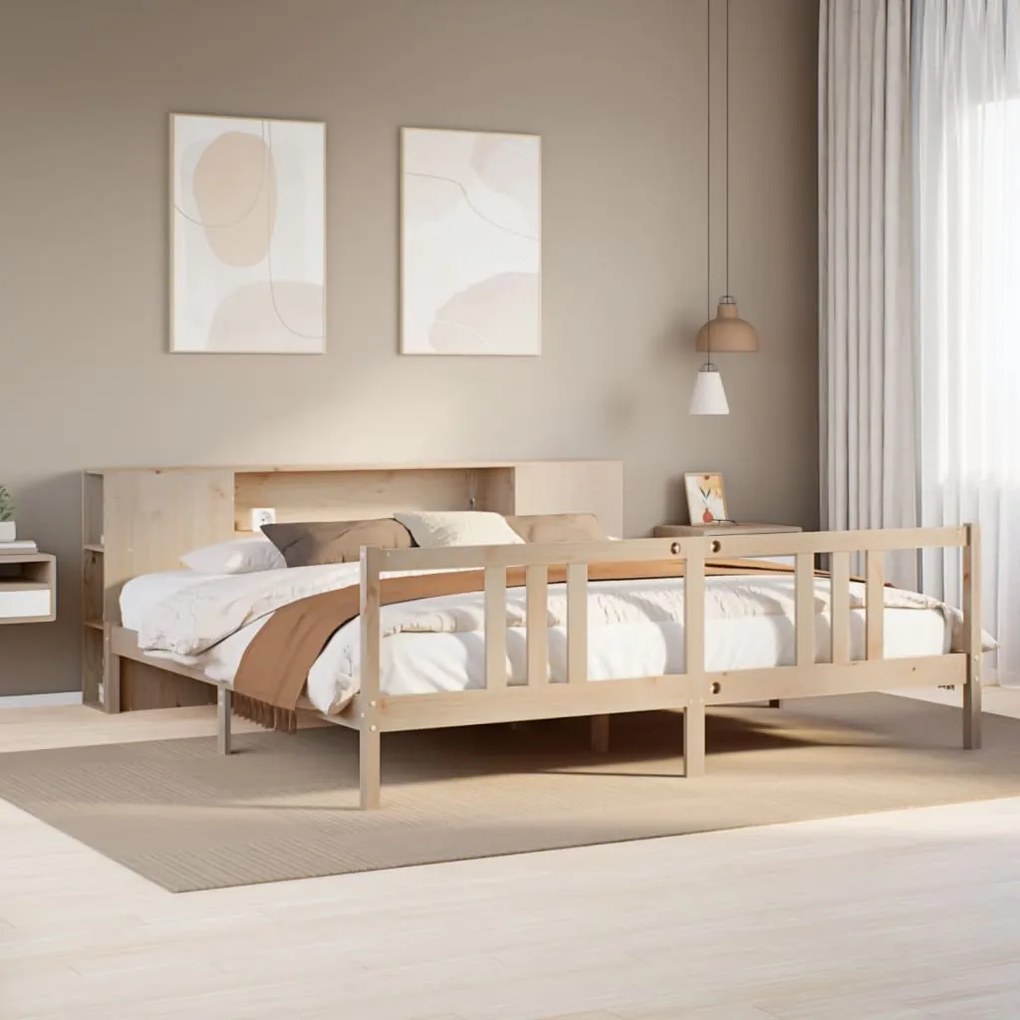 Cama com estante sem colchão 180x200 cm pinho maciço