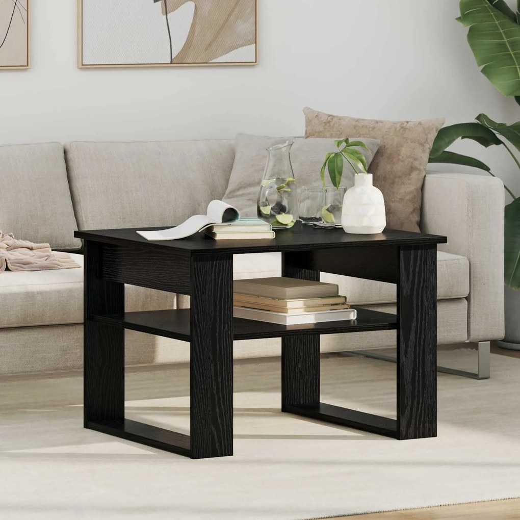 vidaXL Mesa de centro com armazenamento Carvalho Preto 64 x 54 x 44 cm