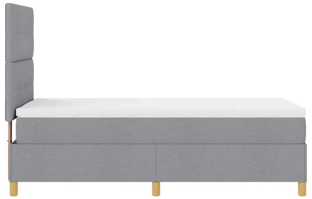 Camas Box com Colchão e Luz LED Cinza Claro 100x200 cm Tecido