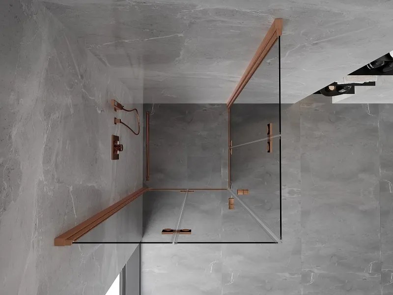Mexen Mist-F Duo cabine de duche dobrável 80 x 80 cm, transparente, cobre escovado - 8A6-080L-080P-65-00
