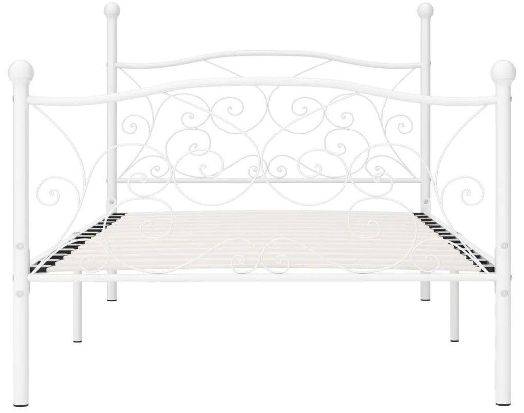 Estrutura de cama com estrado de ripas 100x200 cm metal branco