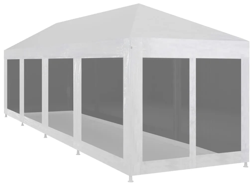Tenda para festas com 10 paredes laterais em rede 12x3 m