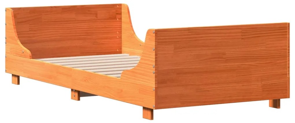 Cama sem colchão 100x200 cm pinho maciço castanho-mel