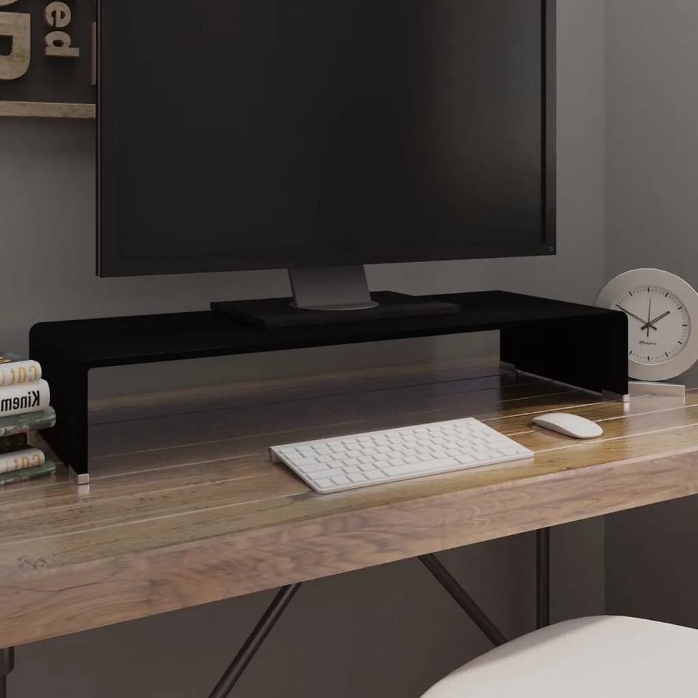 vidaXL Suporte de TV/monitores em vidro 80x30x13 cm preto