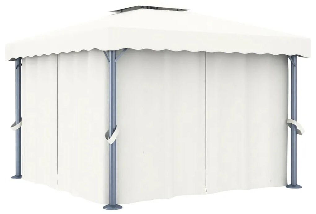 vidaXL Gazebo com cortina 3x3 m alumínio branco nata