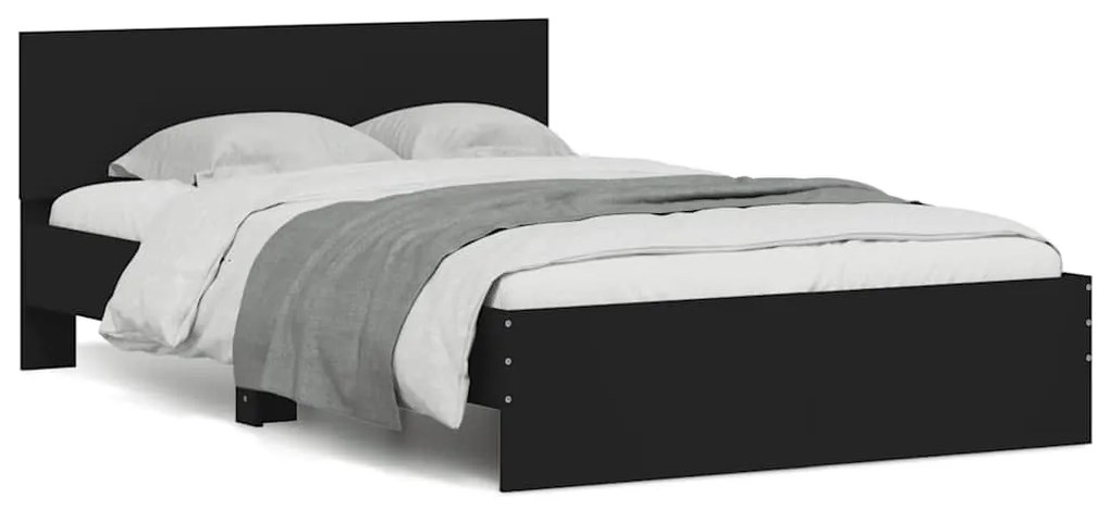 Estrutura de cama com cabeceira e luzes LED 120x190 cm preto