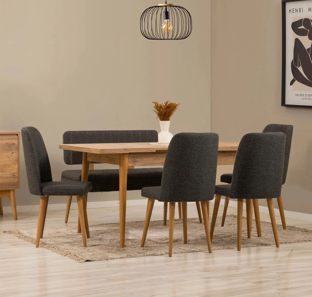 Conjunto de Mesa de Jantar Extensível e Cadeiras Vina – Pinho Atlântic