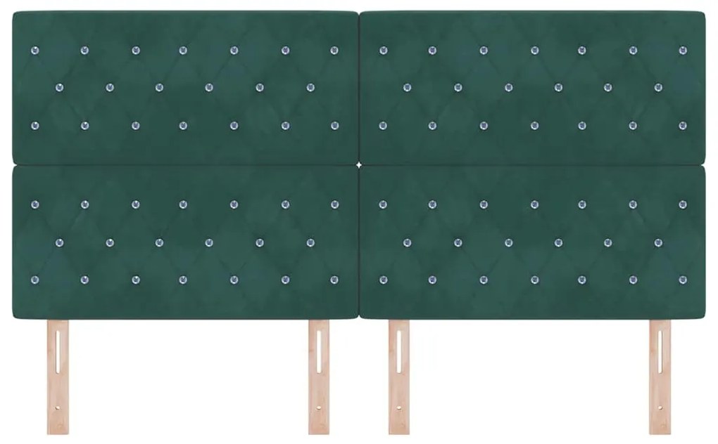 Cabeceira Estofada em Veludo Verde Escuro com Botão de Cristal, 180 cm