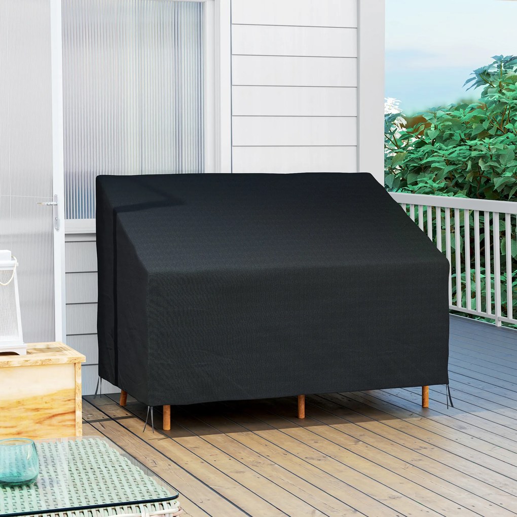 Capa Protetora para Banco 2 Lugares Capa Protetora de Móveis Impermeável Exterior Jardim Proteção contra Chuva e Sol 140x84x56/94 cm Preto