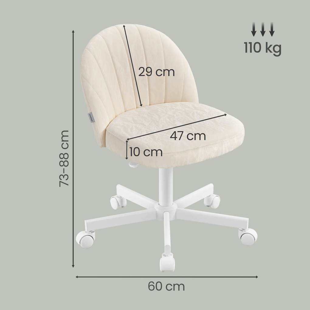 Cadeira de toucador ou cadeira de escritório, acabamento em couro PU creme