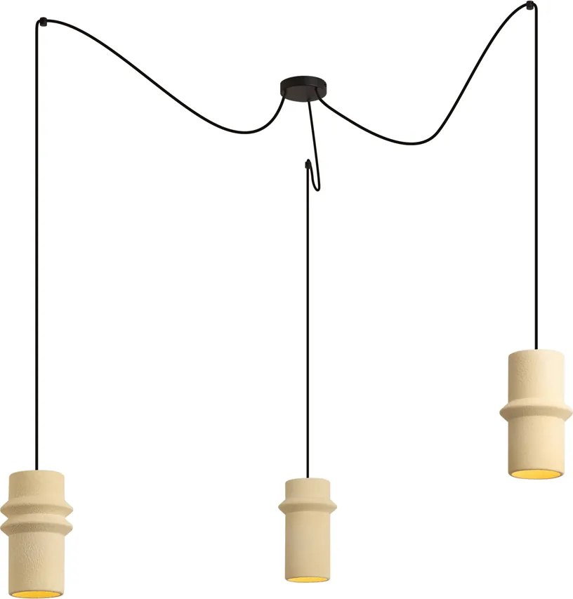 Candeeiro suspenso retro bege 3-luzes - Monti