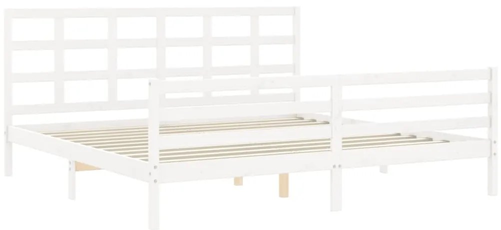 Estrutura de cama com cabeceira 200x200cm madeira maciça branco
