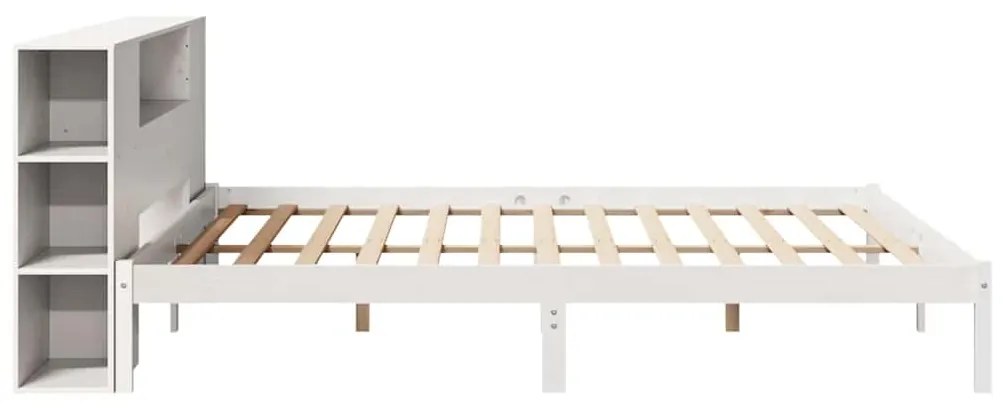 Cama com estante sem colchão 200x200 cm pinho maciço branco