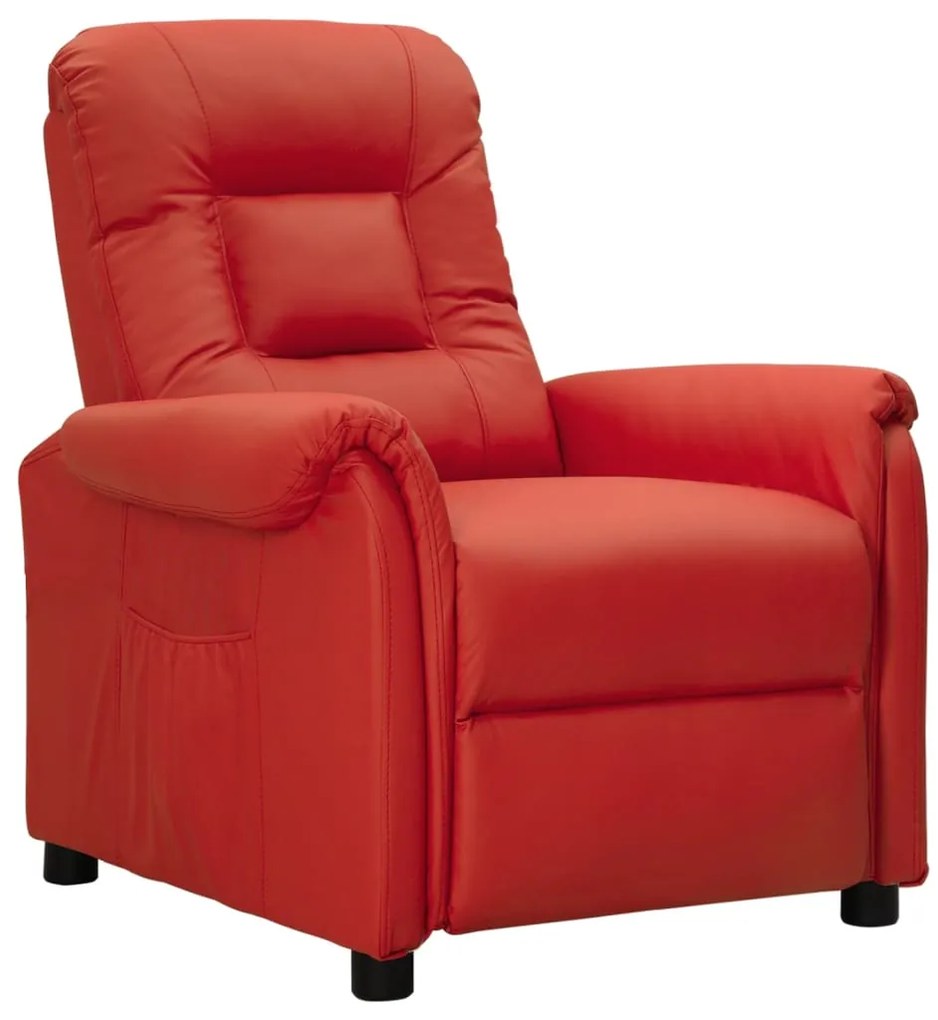 vidaXL Poltrona reclinável couro artificial vermelho tinto