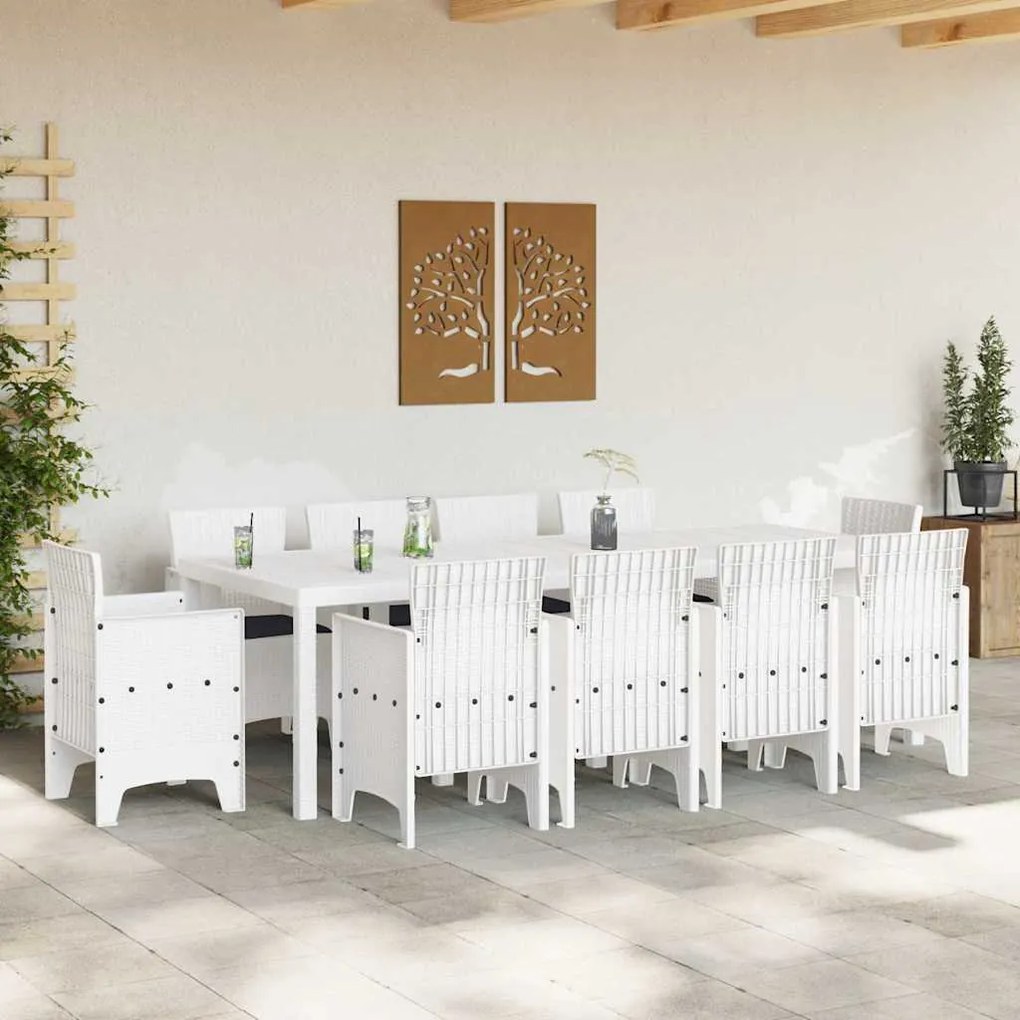 Conjunto de Jantar de Jardim 11 pcs Branco 250 x 100 x 73 cm