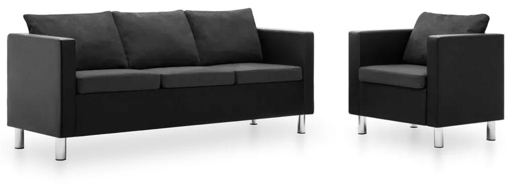 275508 vidaXL Conjunto de sofás 2 pcs couro artificial preto/cinzento-escuro
