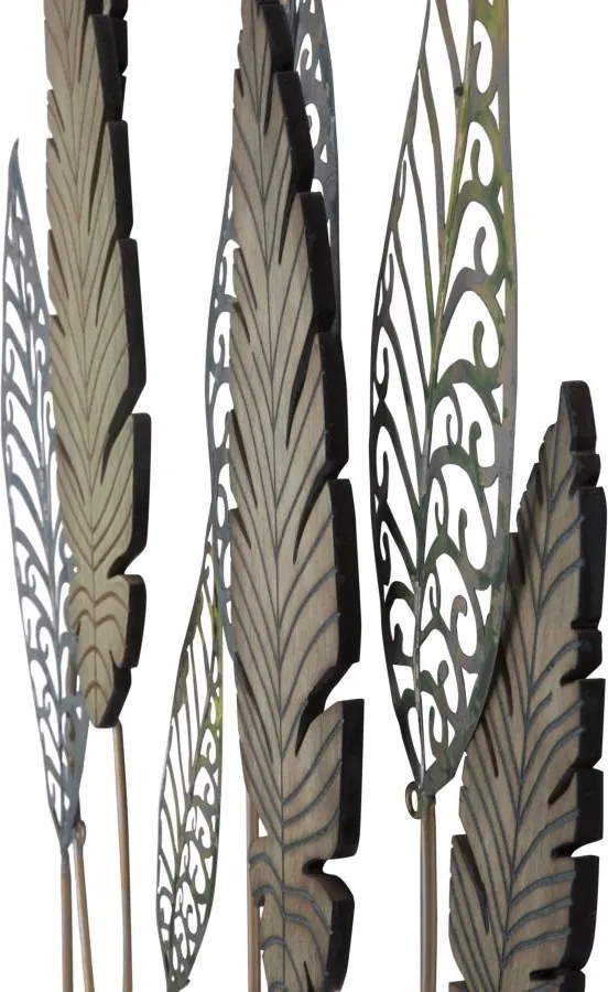 DECORAÇÃO DE PAREDE FOGLIE -C- 75X2,5X87 CM DOURADO E PRATEADO